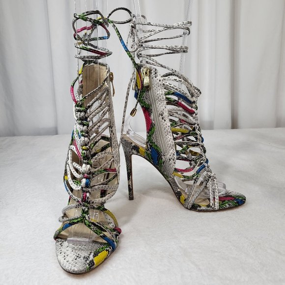 So Me Multi Snake Tie Up Strap 4.5" High Heels - Picture 4 of 10